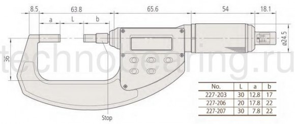 227 серия микрометры Mititoyo с невращающимся шпинделем схема 2