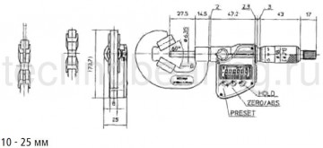 микрометры mitutoyo с призматической пяткой схема 2