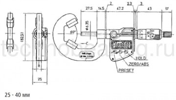 микрометры mitutoyo с призматической пяткой схема 3